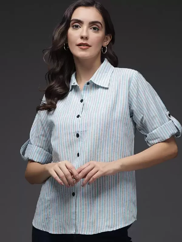 TANDUL  Women Regular Fit Printed Button Down Collar Formal Shirt Trendy Floral Short Sleeve