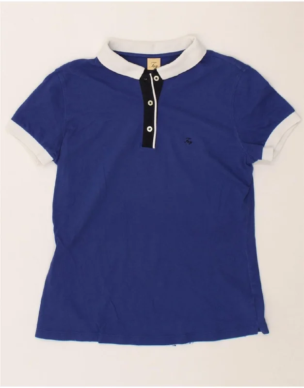 FAY Womens Polo Shirt UK 14 Medium Blue Cotton Casual Cotton Short Shirt