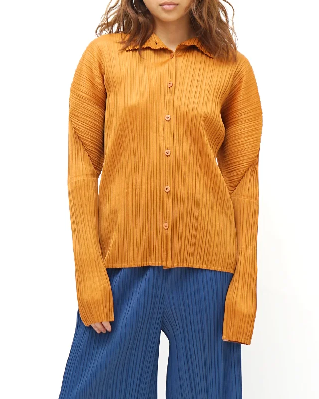 Pleats Please Mustard Shirt Comfortable Short Sleeve Tee