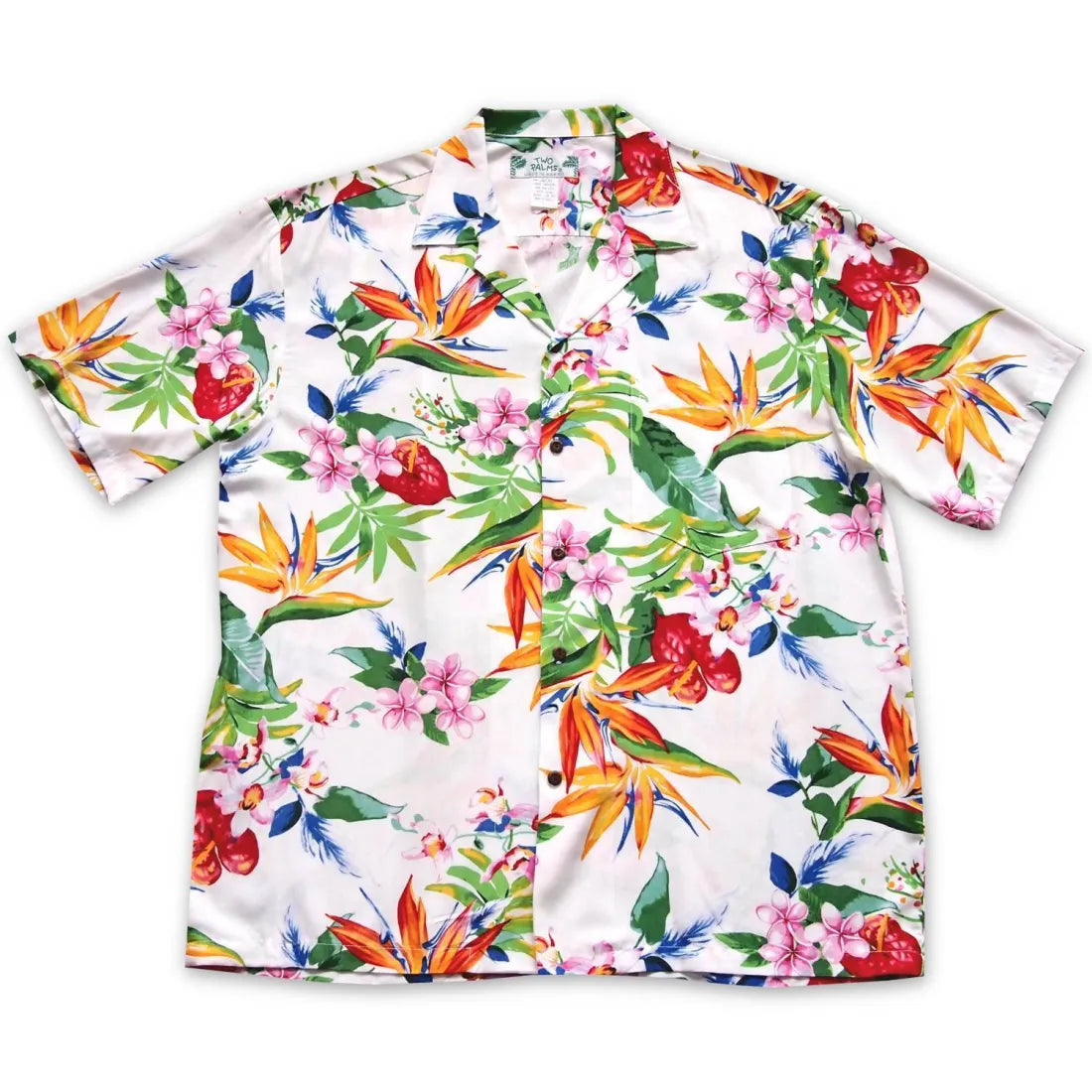 Jungle White Hawaiian Rayon Shirt Chic Button-Up Short Shirt