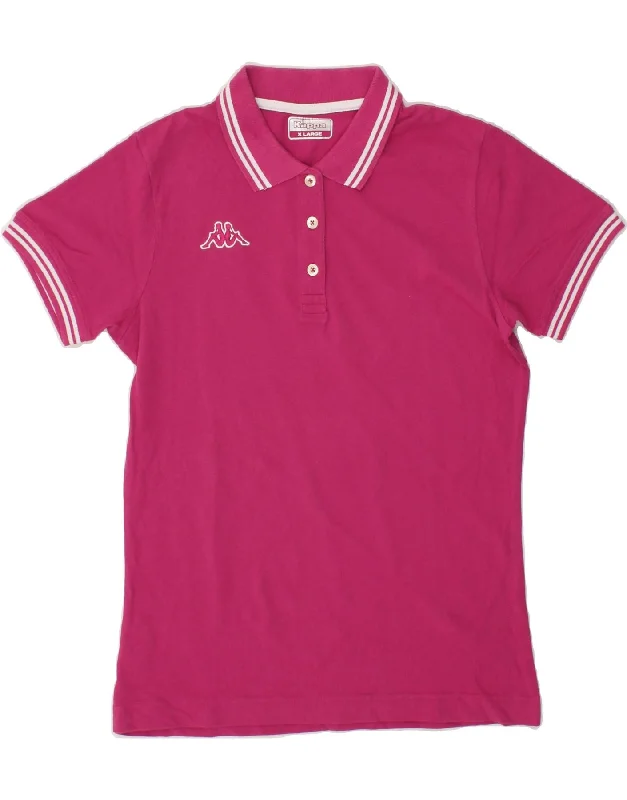 KAPPA Womens Polo Shirt UK 18 XL Pink Cotton Classic Basic Short Shirt