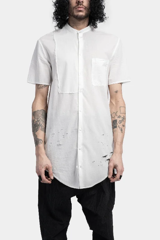 Korean collar cotton short sleeve shirt Comfortable Short Sleeve Tunic