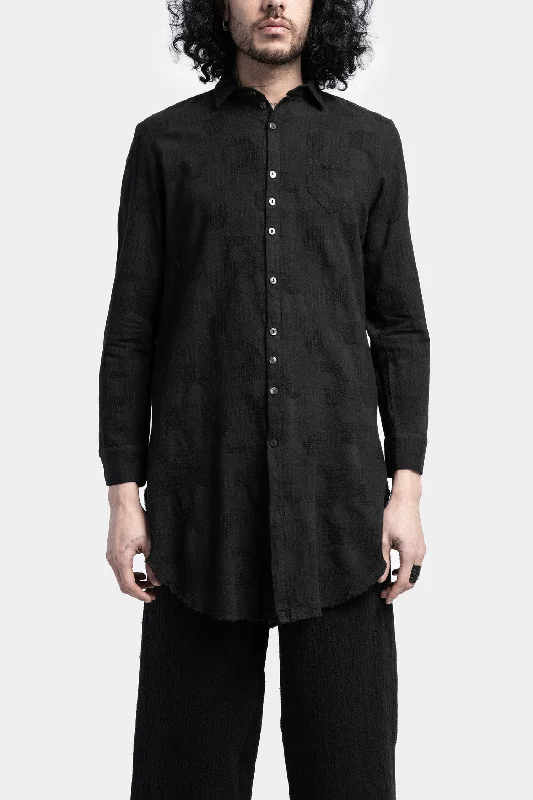 Long lightweight jacquard shirt Cozy Loose Fit Short Sleeve