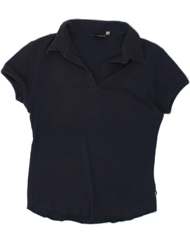 LOTTO Womens Polo Shirt UK 14 Medium Navy Blue Comfortable Fitted Short Sleeve