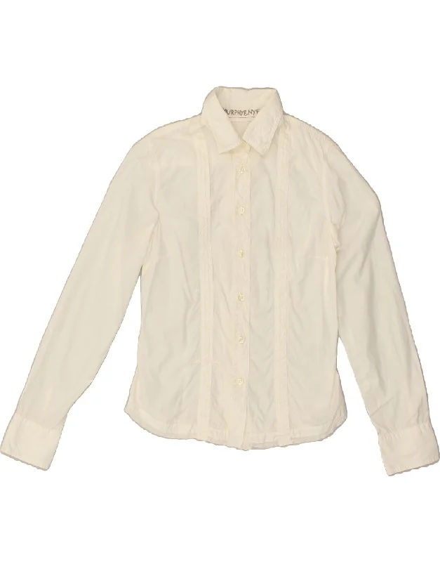 MURPHY & NYE Womens Shirt UK 10 Small White Soft Flowing Short Shirt