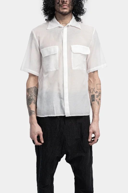 Silk blend short sleeve shirt Elegant Button-Down Short Shirt