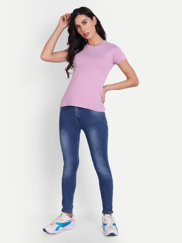 Solid Tshirt by UQ (Lilac) Chic Embellished Short Sleeve