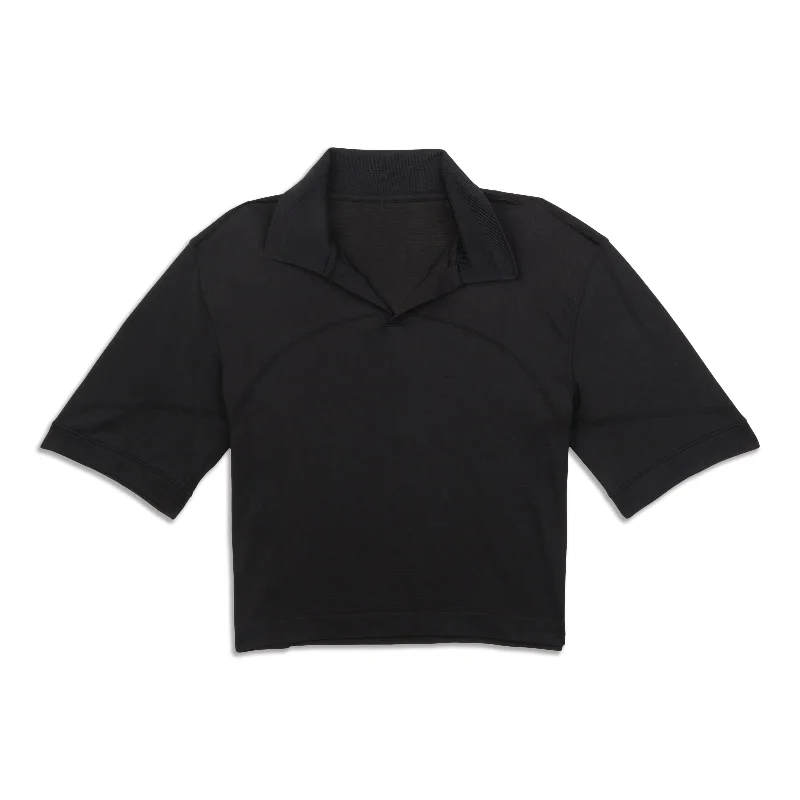 Swiftly Tech Relaxed-Fit Polo Shirt - Resale Elegant Lace-Trimmed Short Shirt