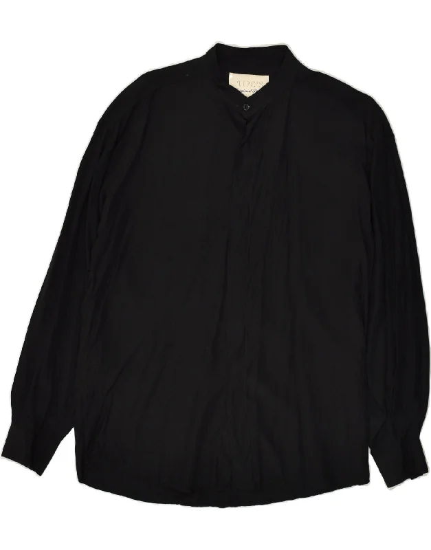 TIPO' S Womens Shirt Blouse UK 14 Medium Black Viscose Stylish Round Neck Shirt