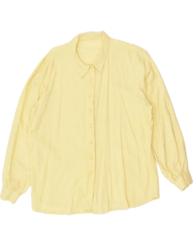 VINTAGE Womens Shirt UK 14 Medium Yellow Cozy Summer Short Shirt