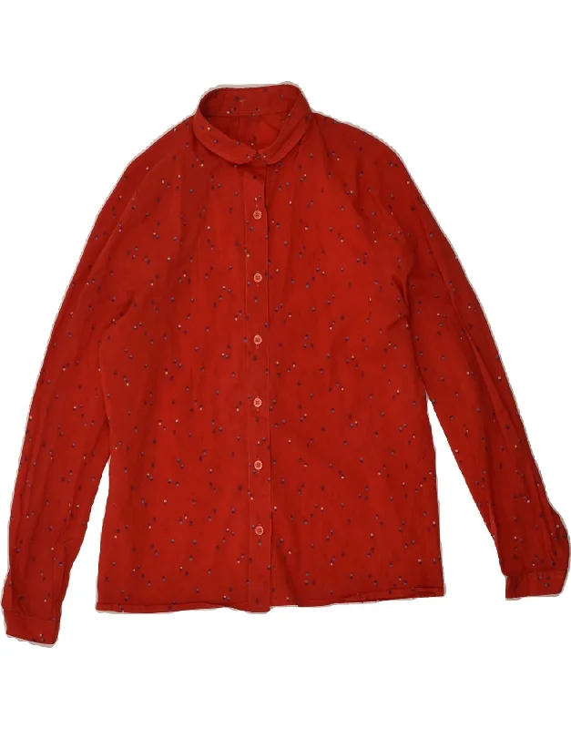 VINTAGE Womens Shirt UK 16 Large Red Spotted Comfortable Peplum Short Shirt