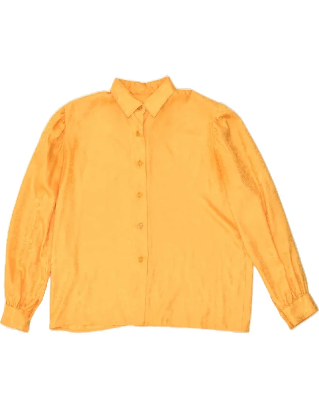 VINTAGE Womens Shirt UK 16 Large Yellow Classic Button-Up Short Tee