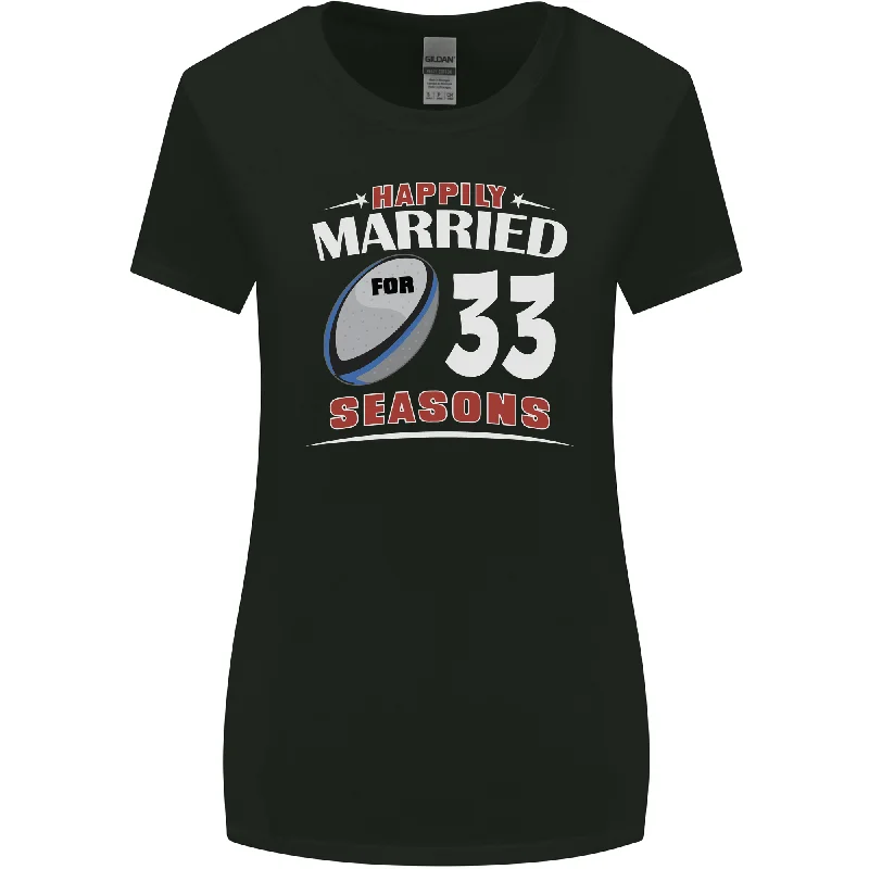 33 Year Wedding Anniversary 33rd Rugby Womens Wider Cut T-Shirt Oversized T-Shirt Spandex breathable