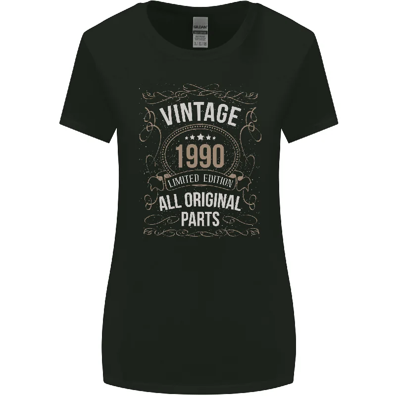 33rd Birthday Limited Edition 1990 Womens Wider Cut T-Shirt Mesh Blend Leather Blend Suede Blend