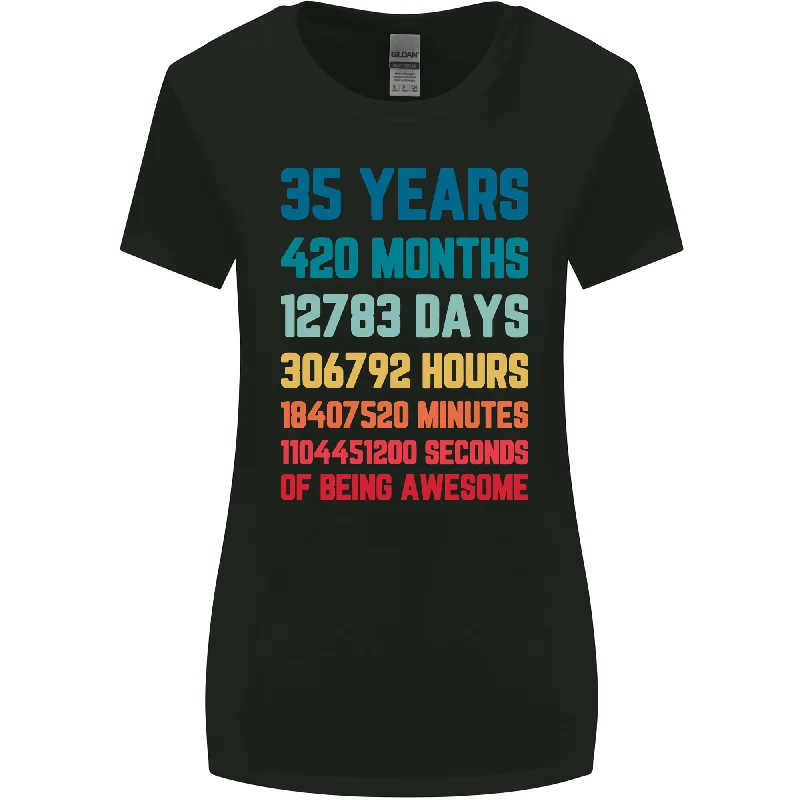 35th Birthday 35 Year Old Womens Wider Cut T-Shirt Solid Print Embellished