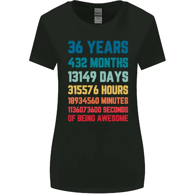 36th Birthday 36 Year Old Womens Wider Cut T-Shirt Print Jacquard Patchwork