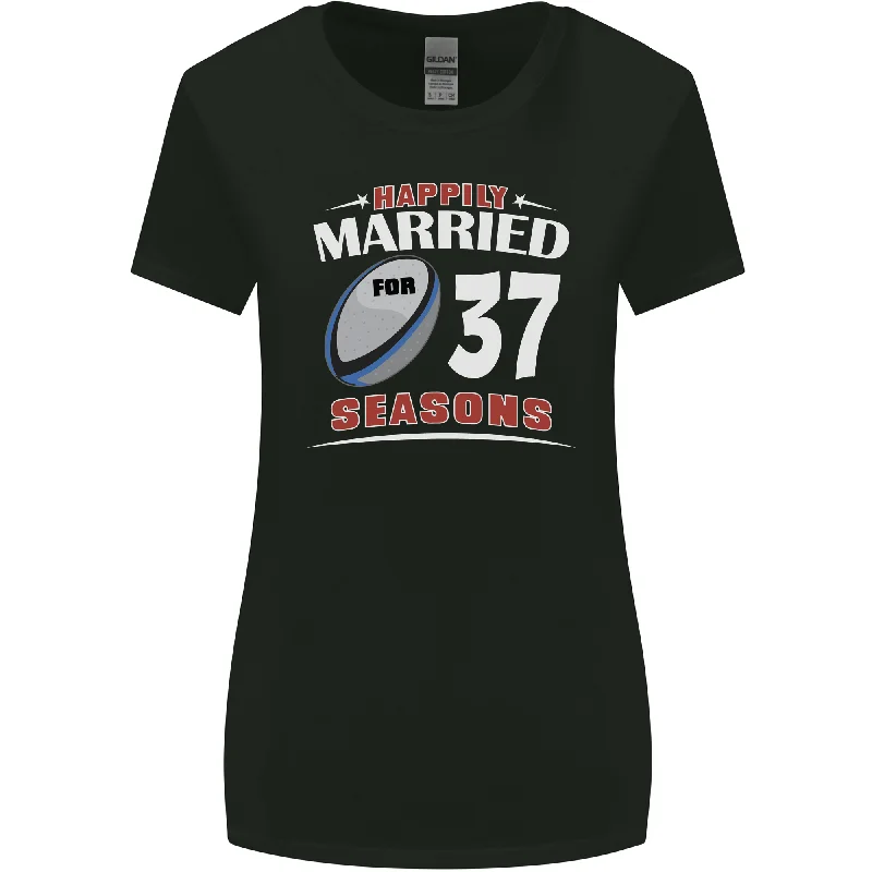 37 Year Wedding Anniversary 37th Rugby Womens Wider Cut T-Shirt Terry Blend Velvet Blend Canvas Blend