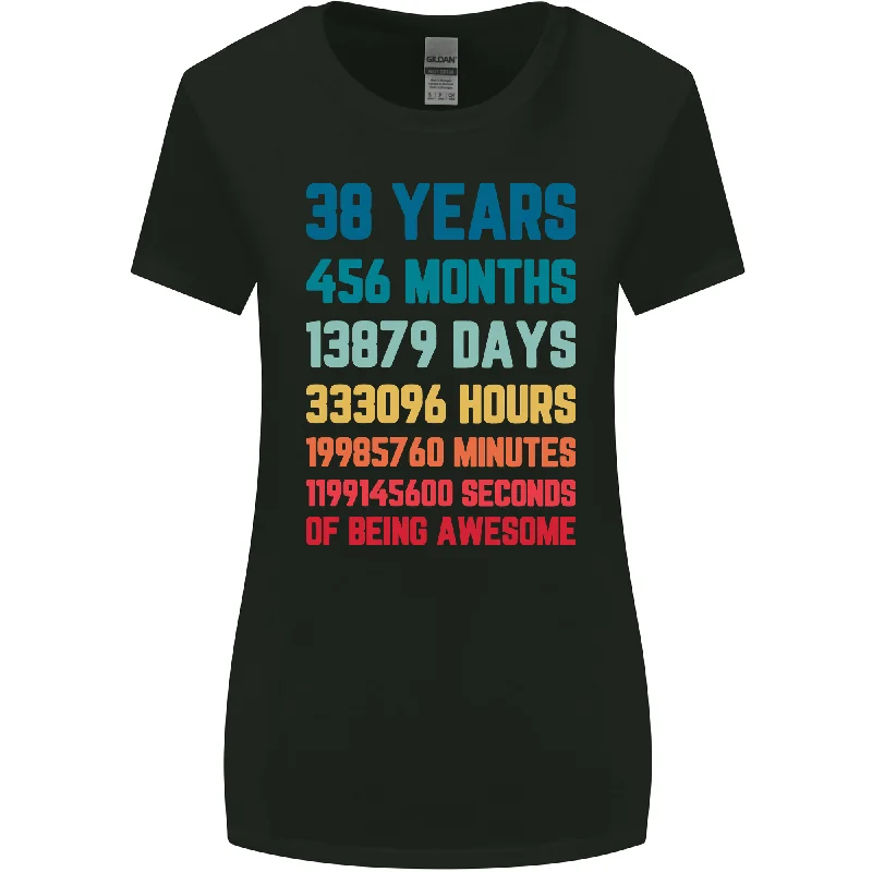 38th Birthday 38 Year Old Womens Wider Cut T-Shirt Spandex Blend Rayon Blend Denim Blend