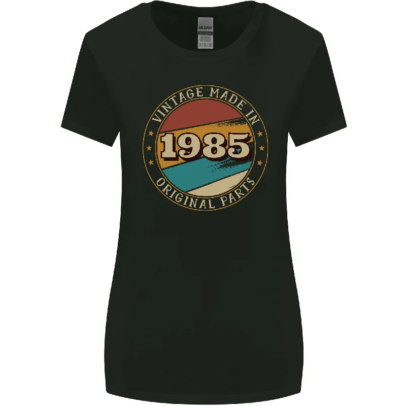 38th Birthday  Vintage Made In 1985 Womens Wider Cut T-Shirt Basic T-Shirt Crew Neck Short Sleeve