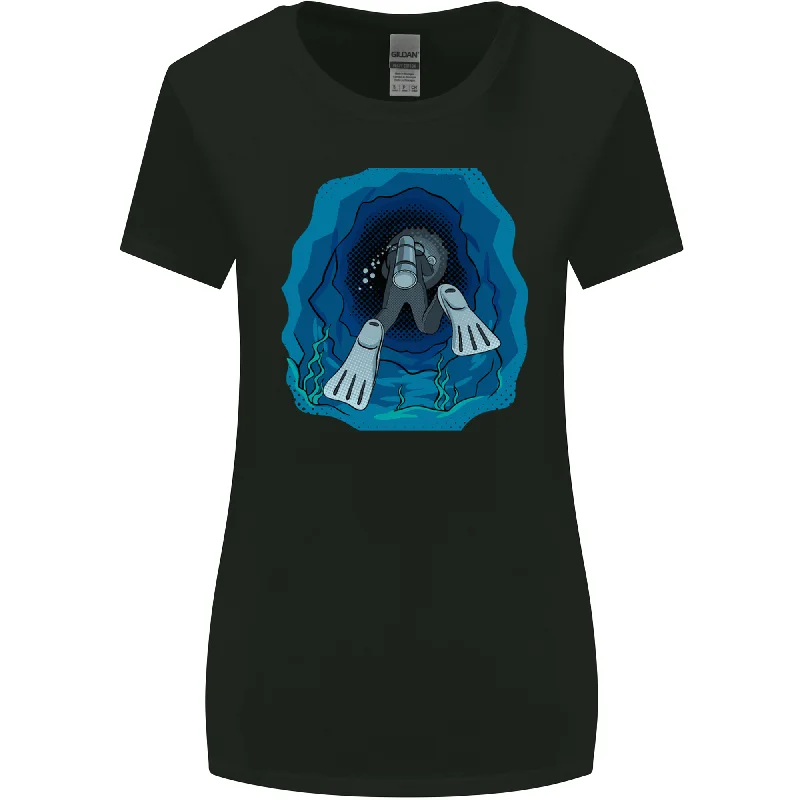 3D Scuba Diver Diving Womens Wider Cut T-Shirt Cotton Fabric Linen Fabric Terry Fabric