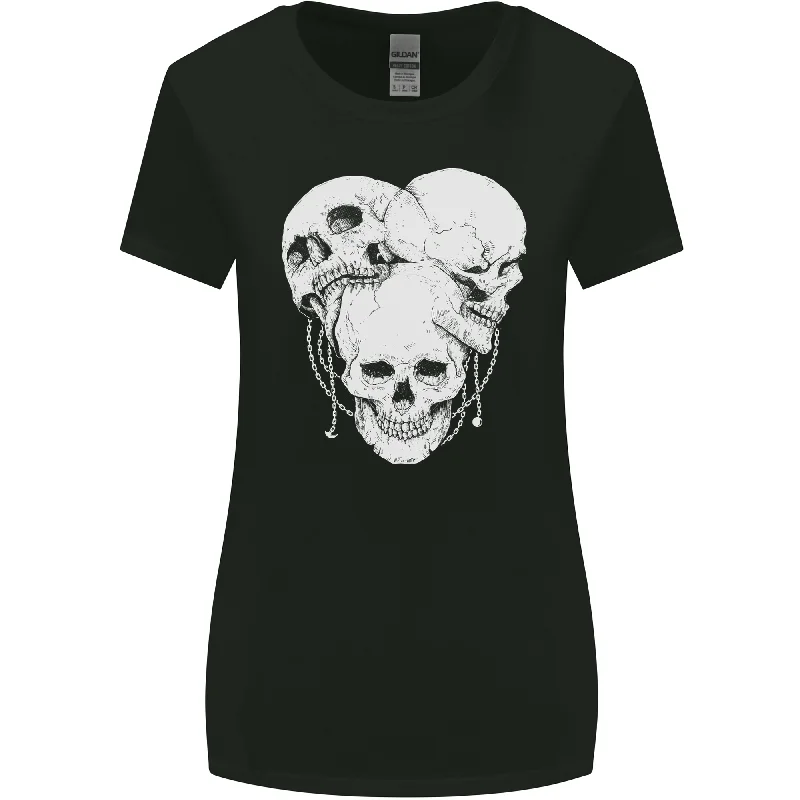 4 Skulls Gothic Heavy Metal Biker Demon Womens Wider Cut T-Shirt Terry Blend Velvet Blend Canvas Blend