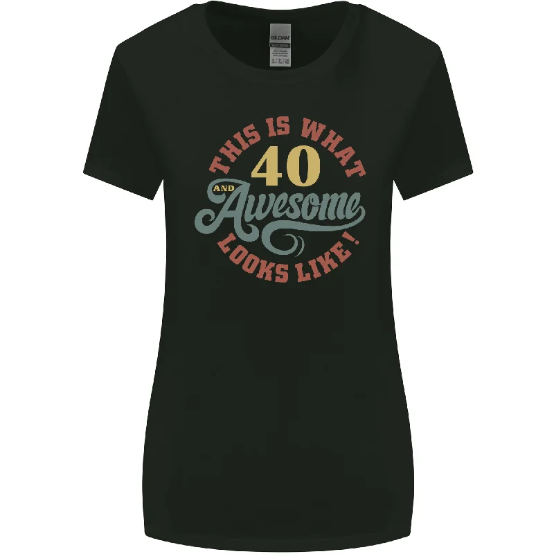 40th Birthday 40 Year Old Awesome Looks Like Womens Wider Cut T-Shirt Print Jacquard Patchwork 40th Birthday 40 Year Old Awesome Looks Like Womens Wider Cut T-Shirt Print Jacquard Patchwork