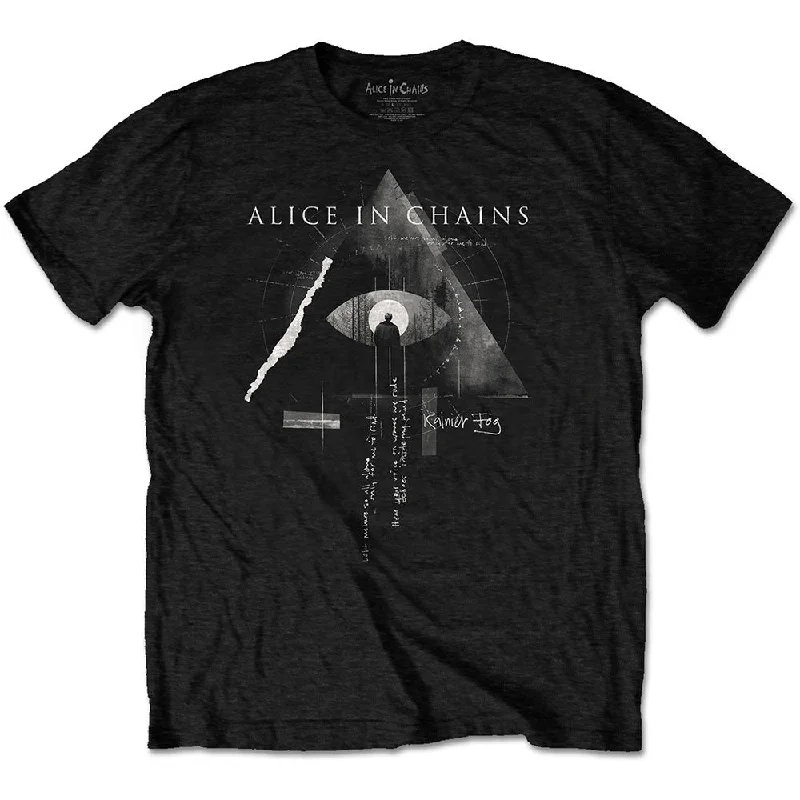 Alice In Chains | Official Band T-Shirt | Fog Mountain (Back Print) V-Neck T-Shirt Long Sleeve Cotton