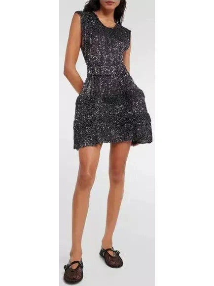 Archetypes Sequined Stretch-knit Crino Mini Dress Fashionable Denim Mini Dress