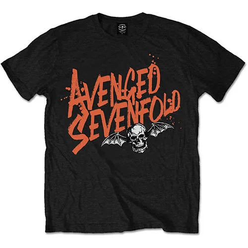 Avenged Sevenfold | Official Band T-Shirt | Orange Splatter Thin T-Shirt Open Front Quick Dry