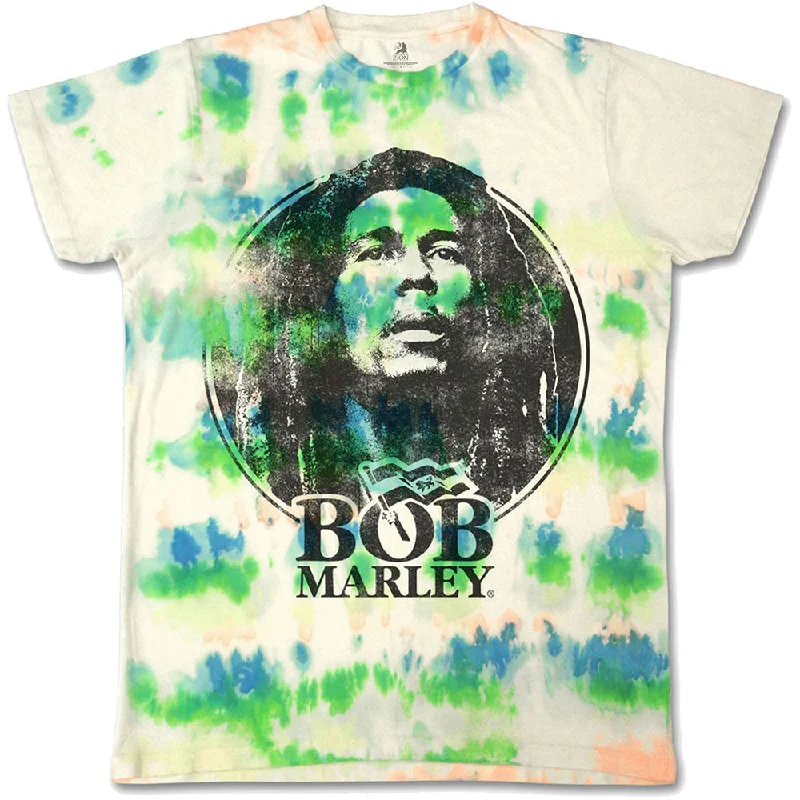 Bob Marley | Official Band T-Shirt | Black & White Logo (Dip-Dye) Chenille Fabric Brocade Fabric Lace Fabric