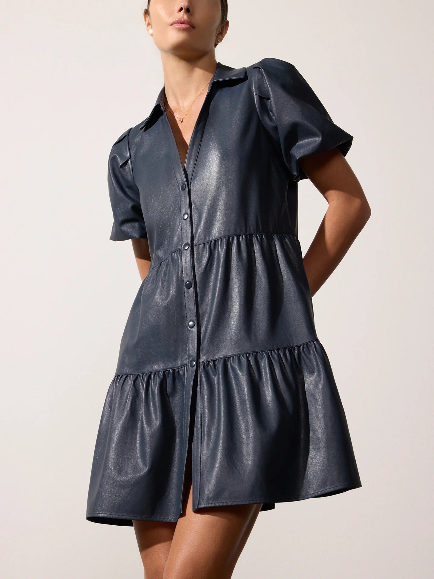 Havana Vegan Leather Mini Dress Stylish Sweetheart Mini Dress