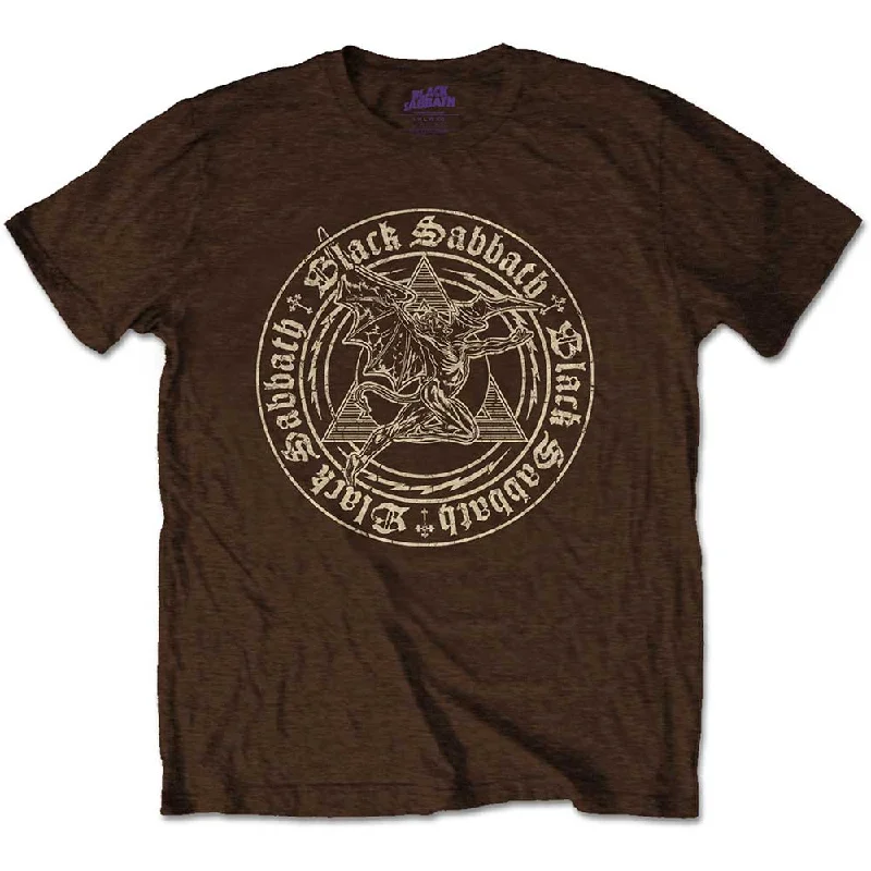 Black Sabbath | Official Band T-Shirt | Henry Pyramid Emblem Houndstooth Herringbone Solid