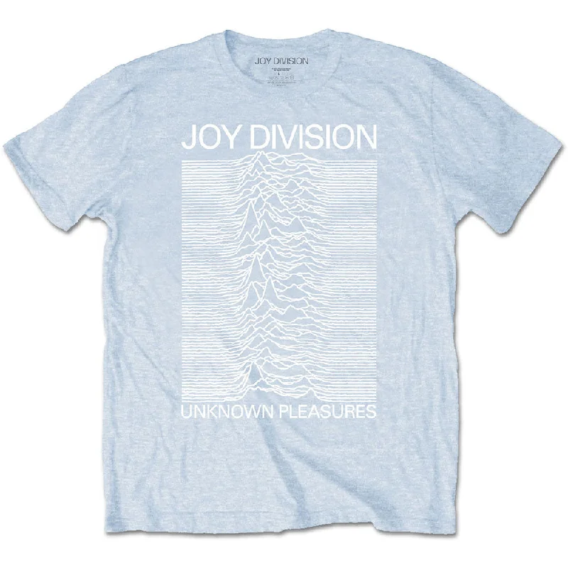 Joy Division | Official Band T-Shirt | Unknown Pleasures White On Blue Denim Fabric Leather Fabric Suede Fabric