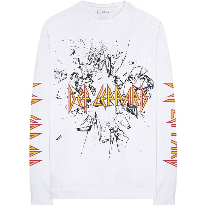 Def Leppard Unisex Long Sleeved T-Shirt: Shatter (Arm Print) Zippered Buttoned Snapped