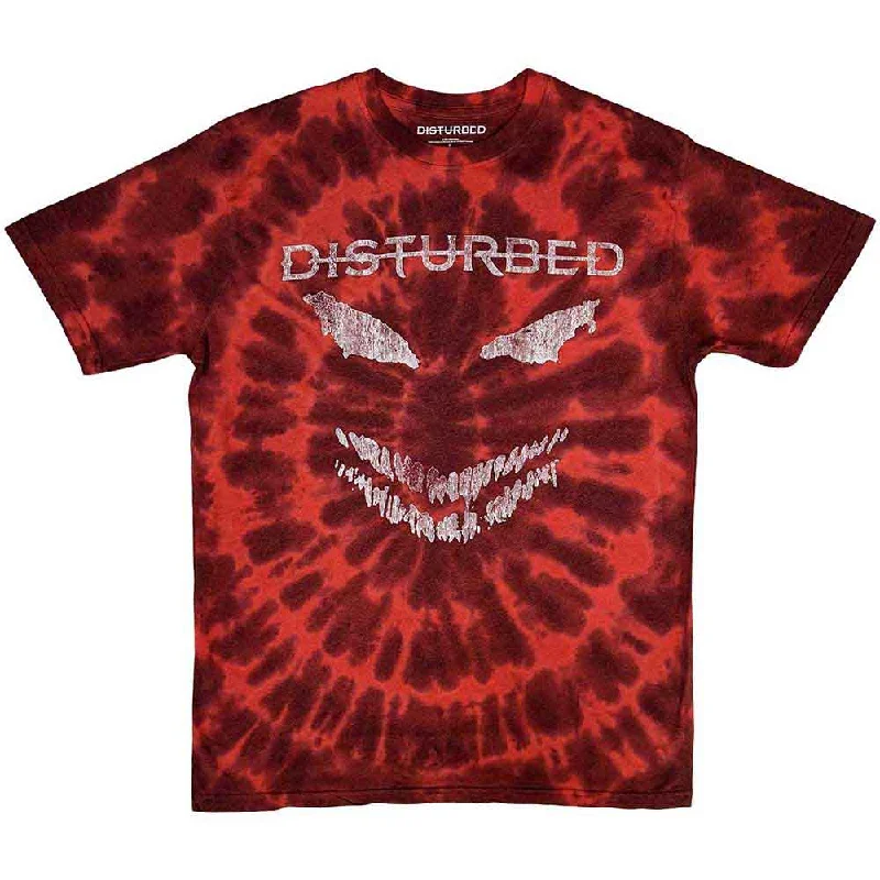 Disturbed | Official Band T-shirt | Scary Face (Dip-Dye) Hooded Caped Shawl Collar