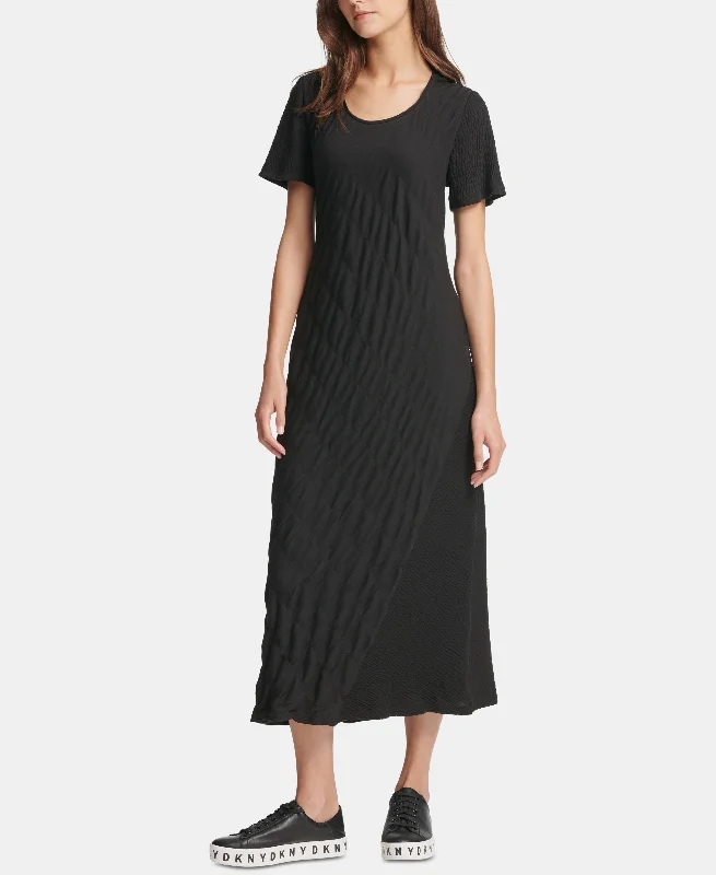 DKNY Textured Midi Dress Cozy Ribbed Knit Midi Dress