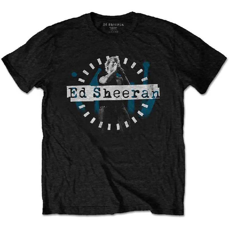 Ed Sheeran | Official Band T-Shirt | Dashed Stage Photo Zippered Buttoned Snapped