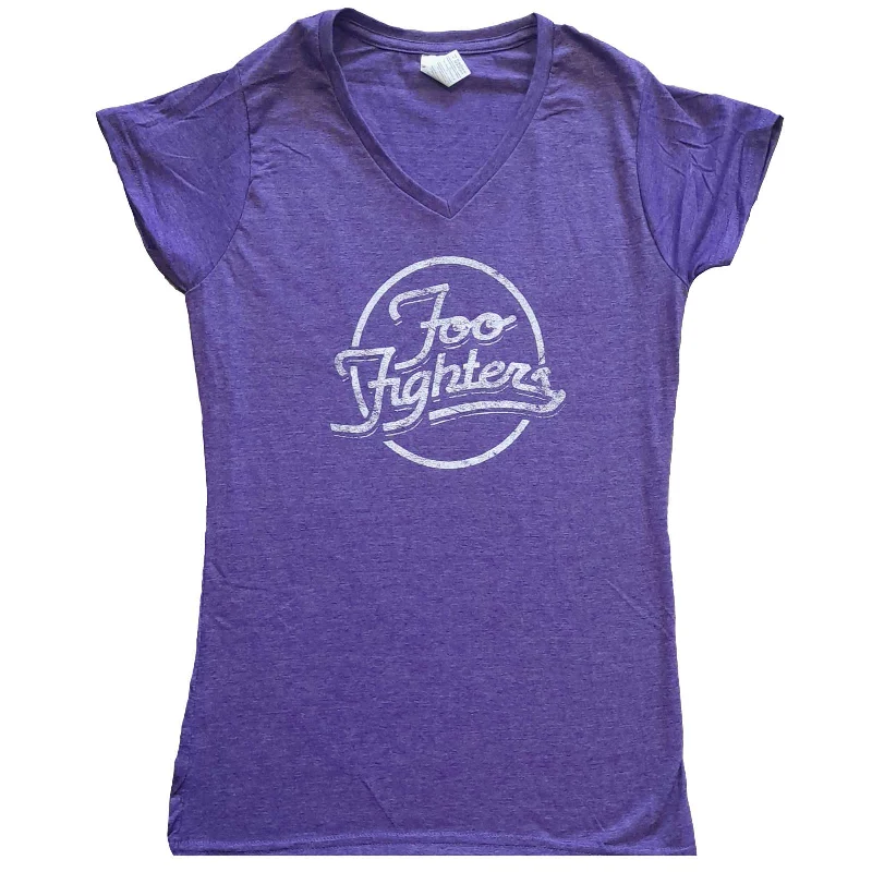 Foo Fighters Ladies T-Shirt: Text Logo (Ex-Tour) Houndstooth Herringbone Solid