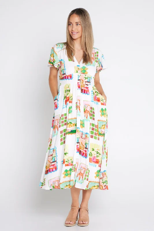 Freja Midi Dress - Ikea Print Stylish Halter Neck Midi Dress