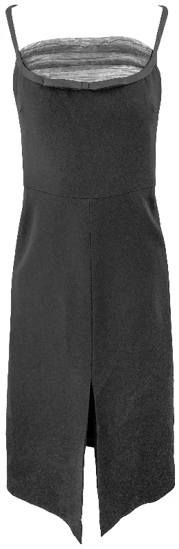 Giambattista Valli Tulle-Detail Crepe Midi Dress in Black Trendy Mock Neck Midi Dress