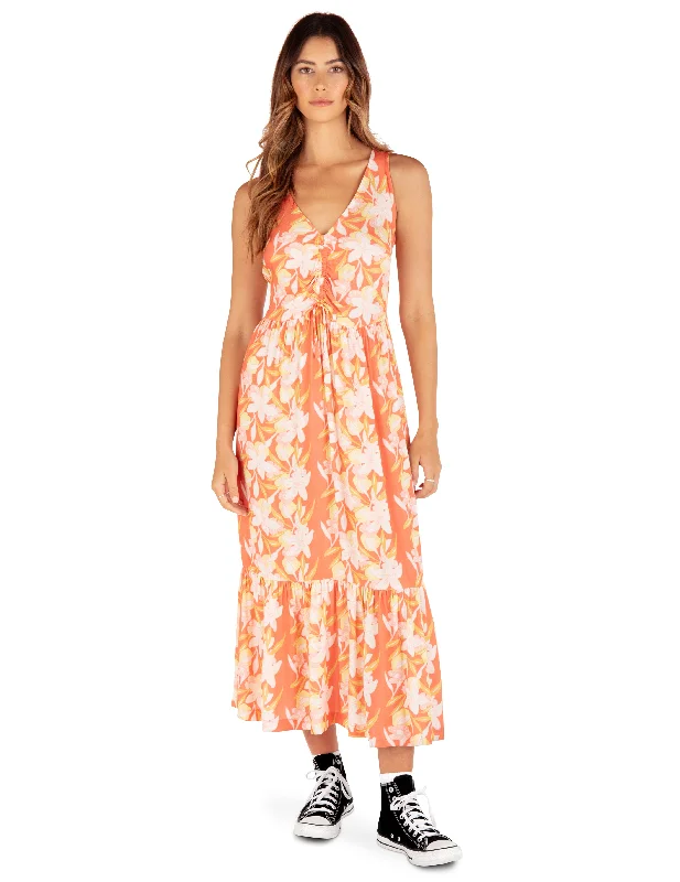 Hurley Sand Dollar Midi Dress Cozy Spaghetti Strap Midi Dress