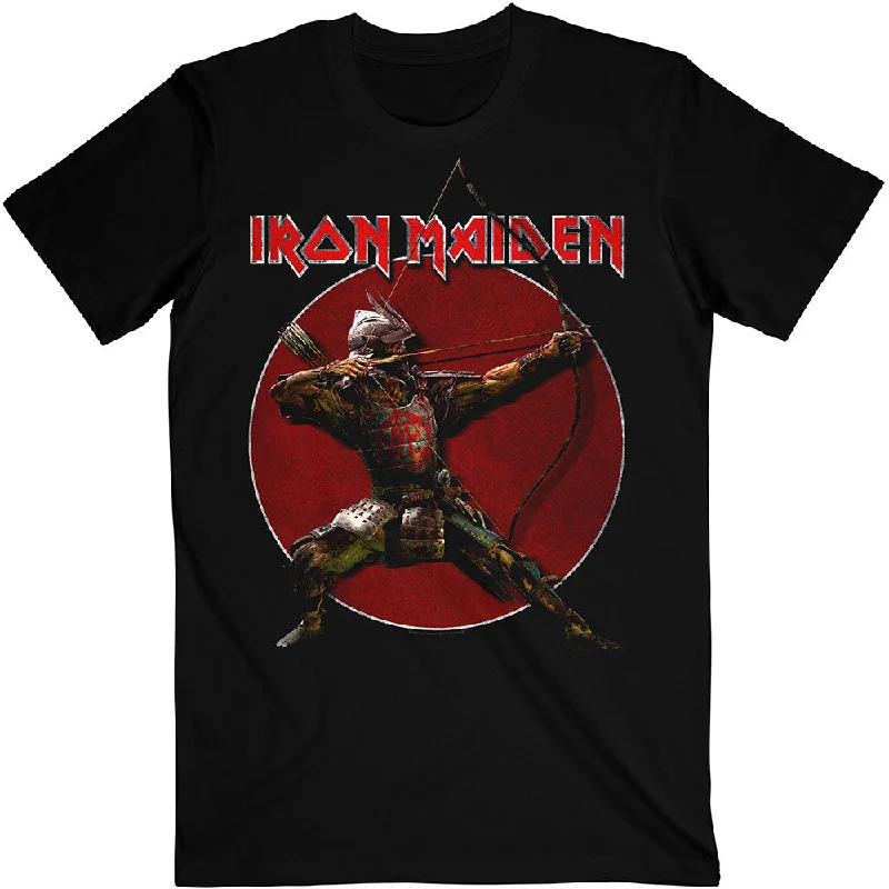 Iron Maiden | Official Band T-Shirt | Senjutsu Eddie Archer Red Circle Jersey Fabric Tulle Fabric Batik Fabric