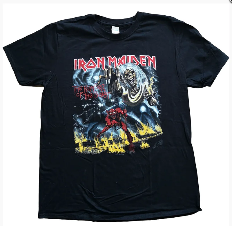 Iron Maiden | Official Band T-Shirt | Number of the Beast Cotton Fabric Linen Fabric Terry Fabric