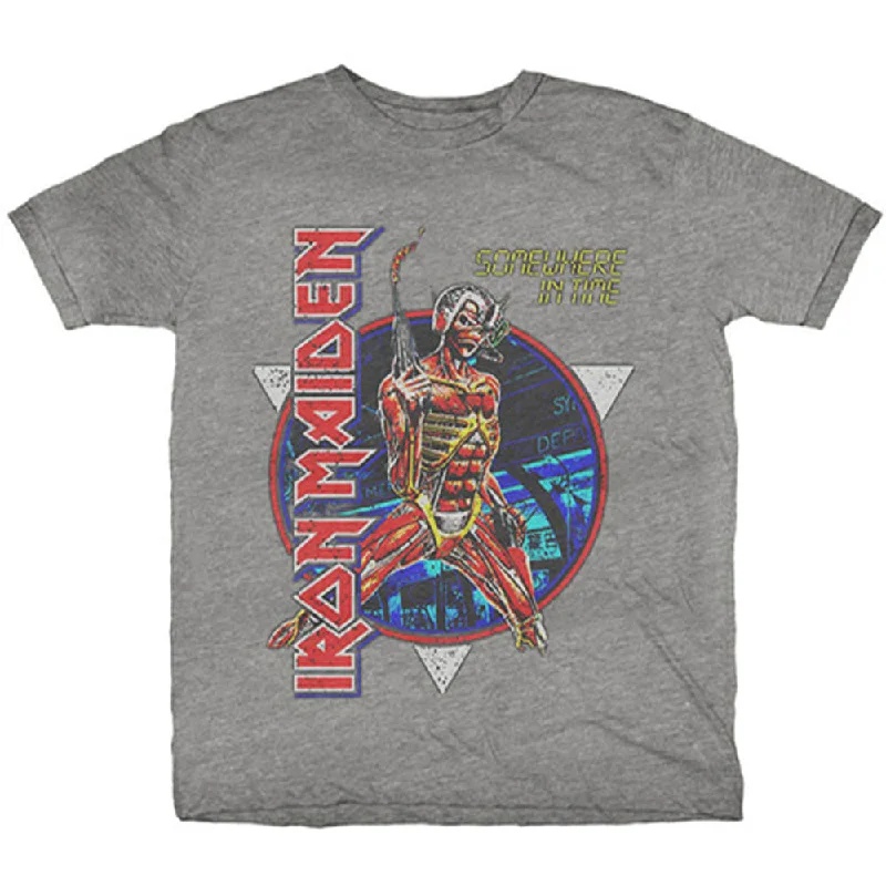 Iron Maiden | Official Band T-Shirt | Somewhere in Time Notch Collar Peter Pan Collar Cowl Neck