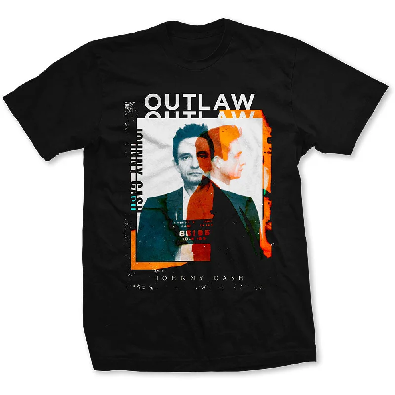 Johnny Cash | Official Band T-shirt | Outlaw Photo Ribbed T-Shirt High Neck Heavyweight