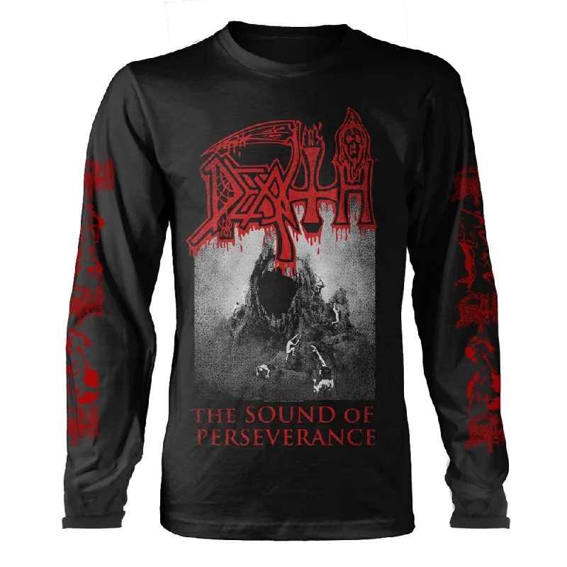 Death Unisex Long Sleeved T-shirt: The Sound Of Perseverance (back print) Houndstooth Herringbone Solid