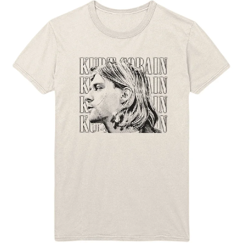 Kurt Cobain | Official Band T-Shirt | Contrast Profile Notch Collar Peter Pan Collar Cowl Neck