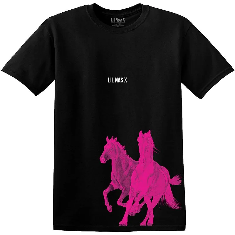 Lil Nas X T-Shirt: Pink Horses Houndstooth Herringbone Solid