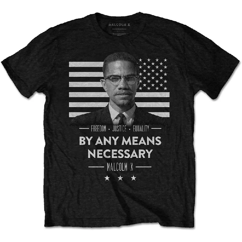 Malcolm X | Official Band T-Shirt | By Any Means Necessary Spandex Blend Rayon Blend Denim Blend