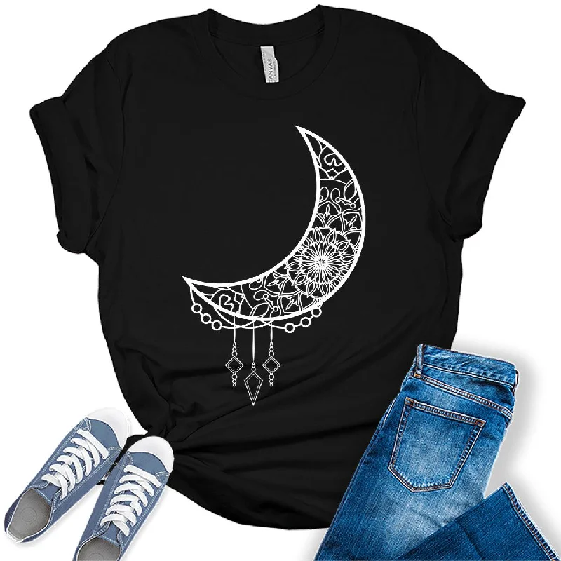 Mandala Crescent Moon Graphic Tees Layered Multi-layer Single Layer